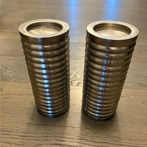 Urban barn gorgeous silver ridge candle holders 10” high